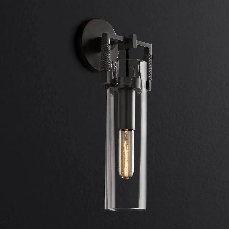 Maplewood Glass Cylinder Wall Sconce 12"