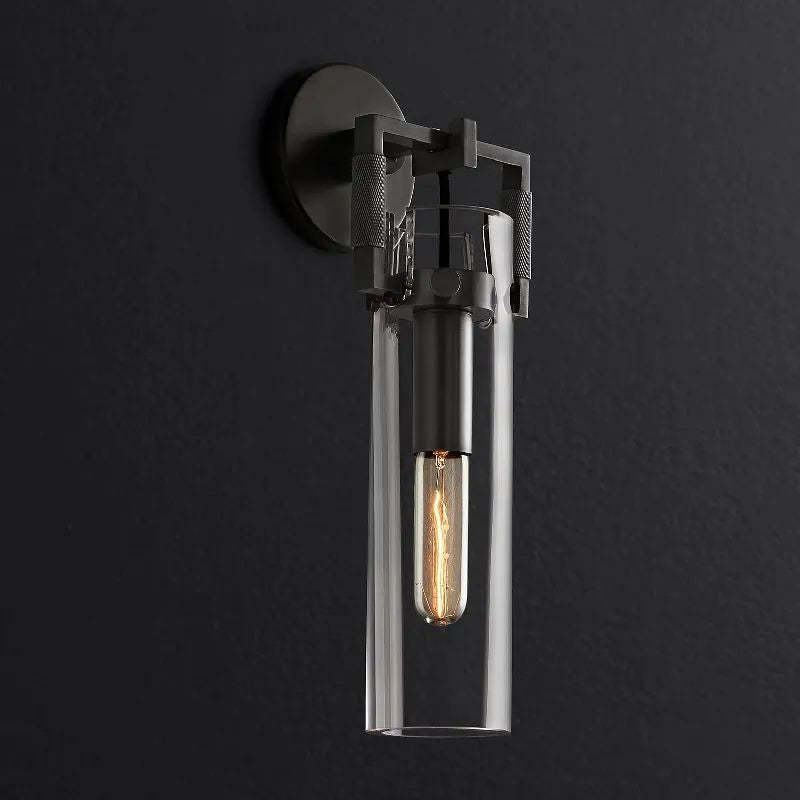 Maplewood Glass Cylinder Wall Sconce 12"