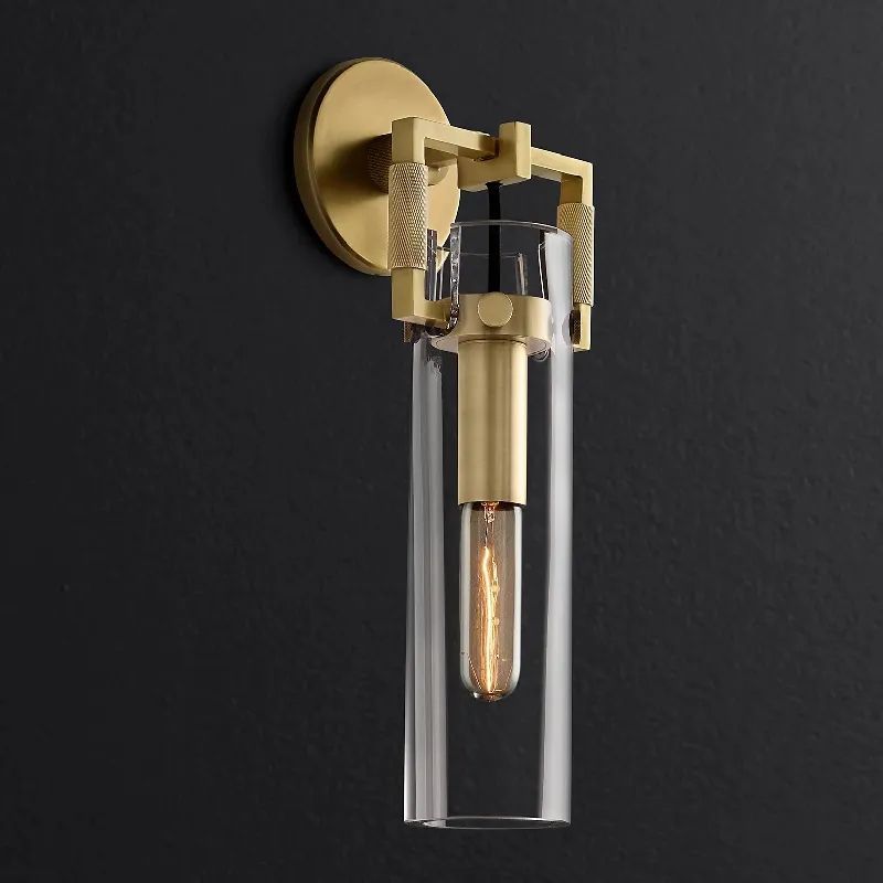 Maplewood Glass Cylinder Wall Sconce 12"