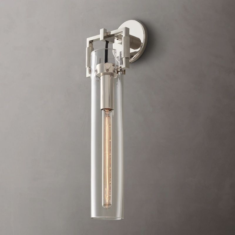 Maplewood Glass Cylinder Wall Sconce 16"