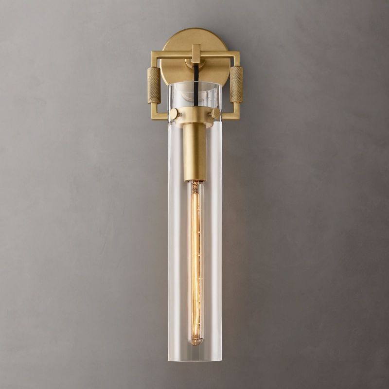 Maplewood Glass Cylinder Wall Sconce 16"