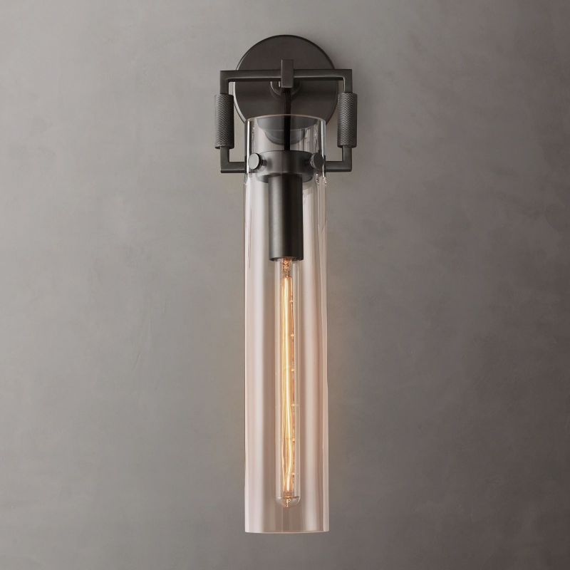 Maplewood Glass Cylinder Wall Sconce 16"
