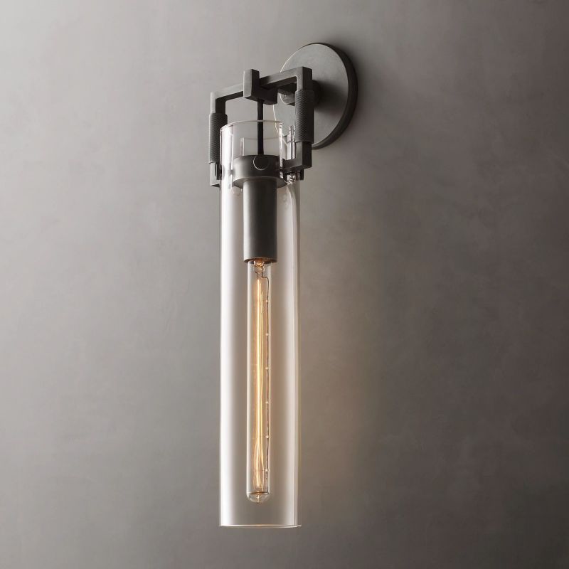 Maplewood Glass Cylinder Wall Sconce 16"