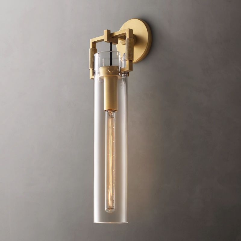 Maplewood Glass Cylinder Wall Sconce 16"