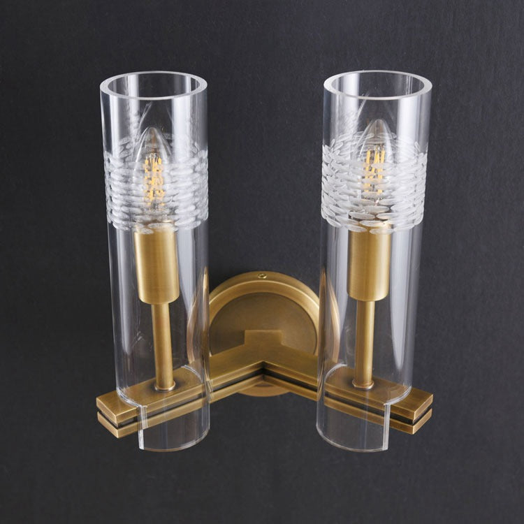 Chamont Brass Double Kaleidoscope Wall Sconce