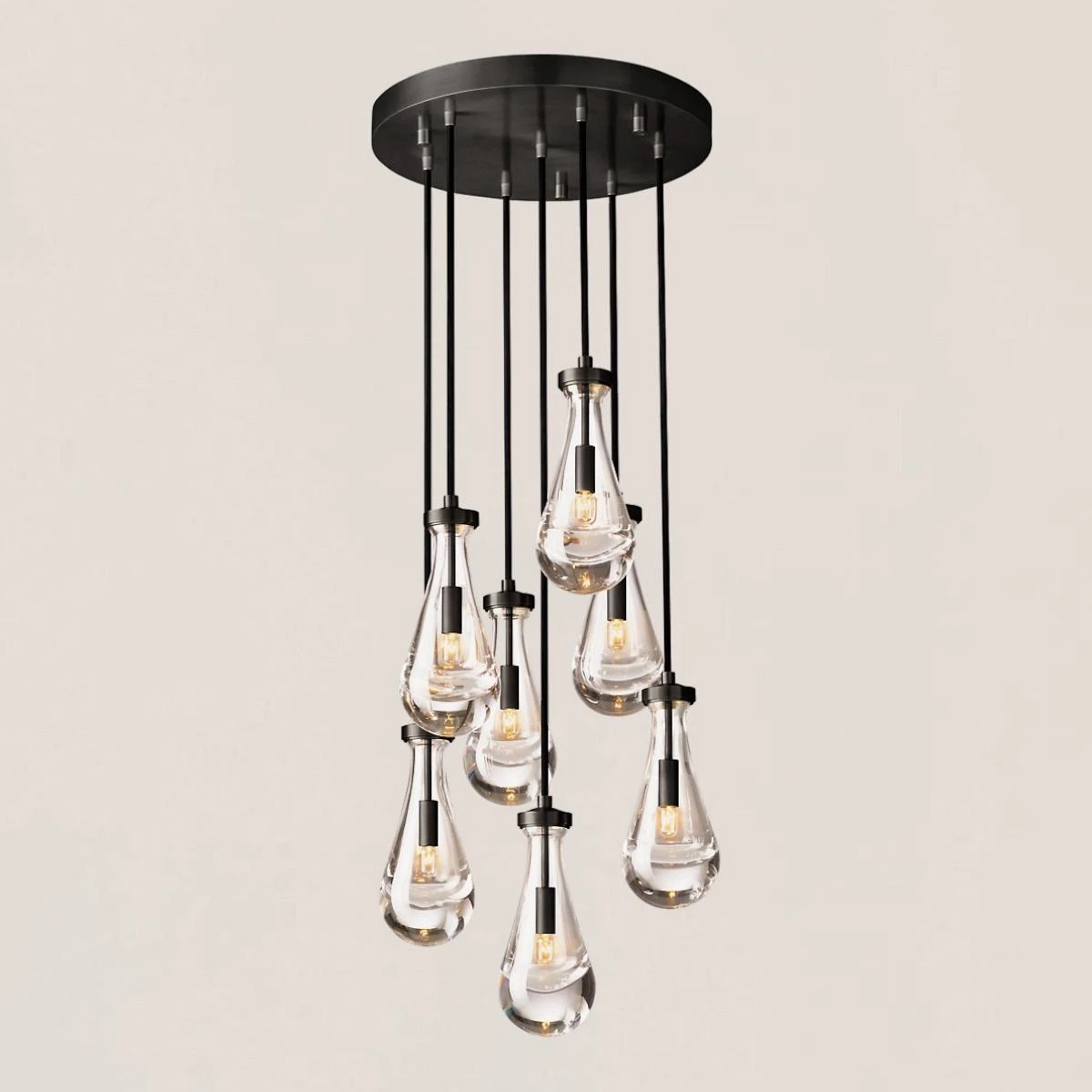 Modern Raindrop 18 Inch Matte Black Round Chandelier