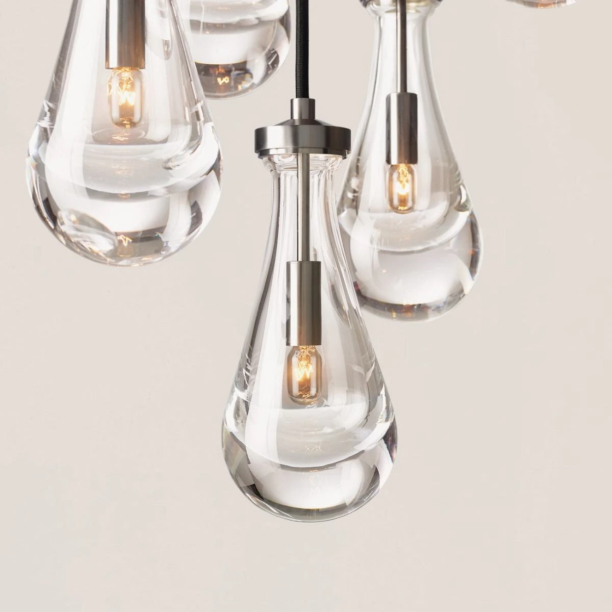 Modern Raindrop 18 Inch Round Chandelier Satin Nickel