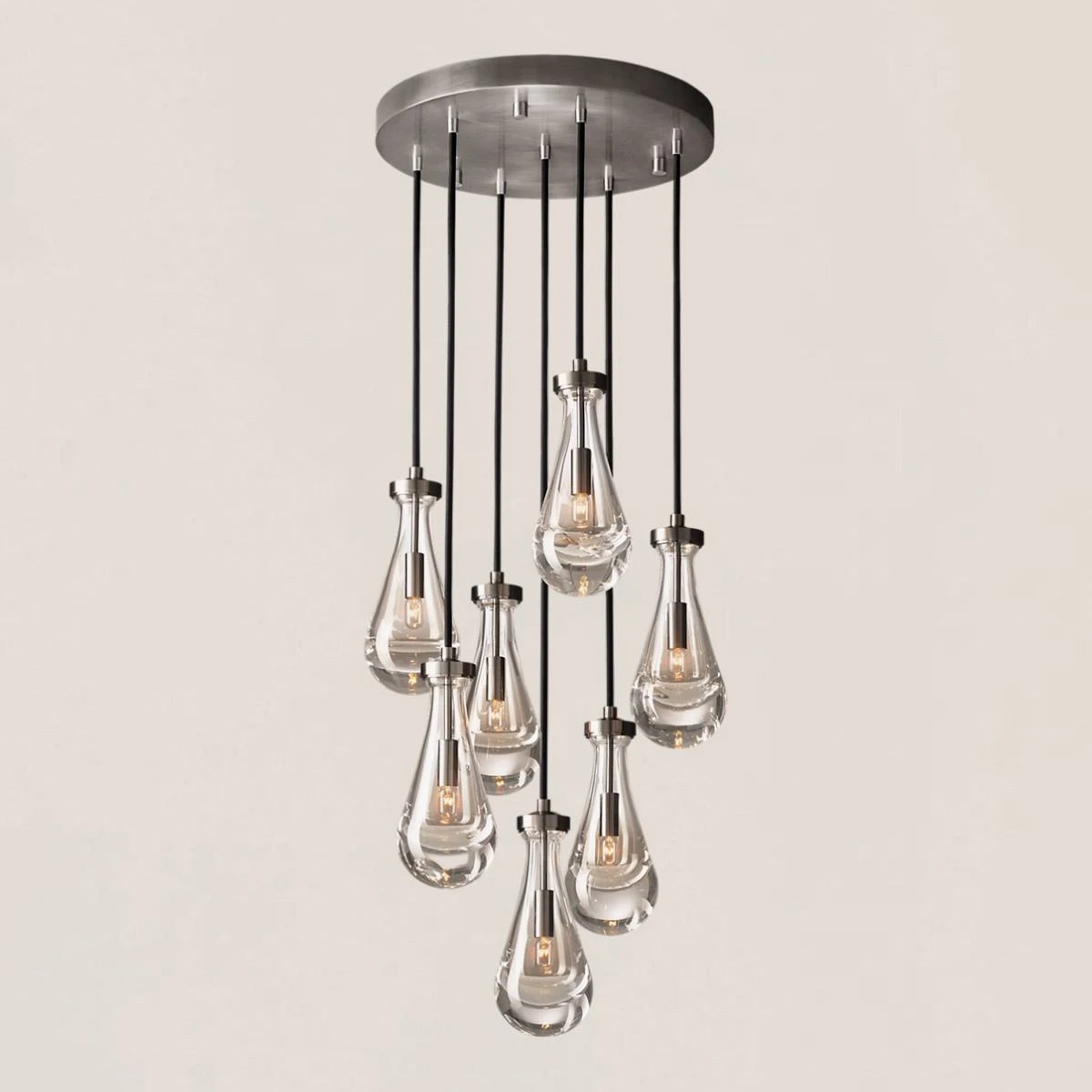 Modern Raindrop 18 Inch Satin Nickel Round Chandelier