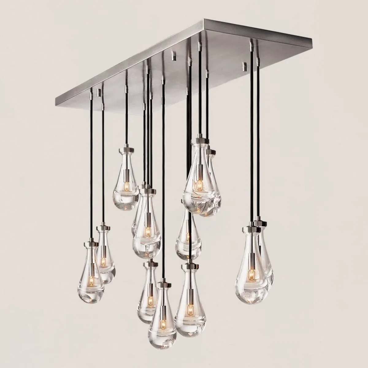 Modern Raindrop Crystal Rectangular Chandelier