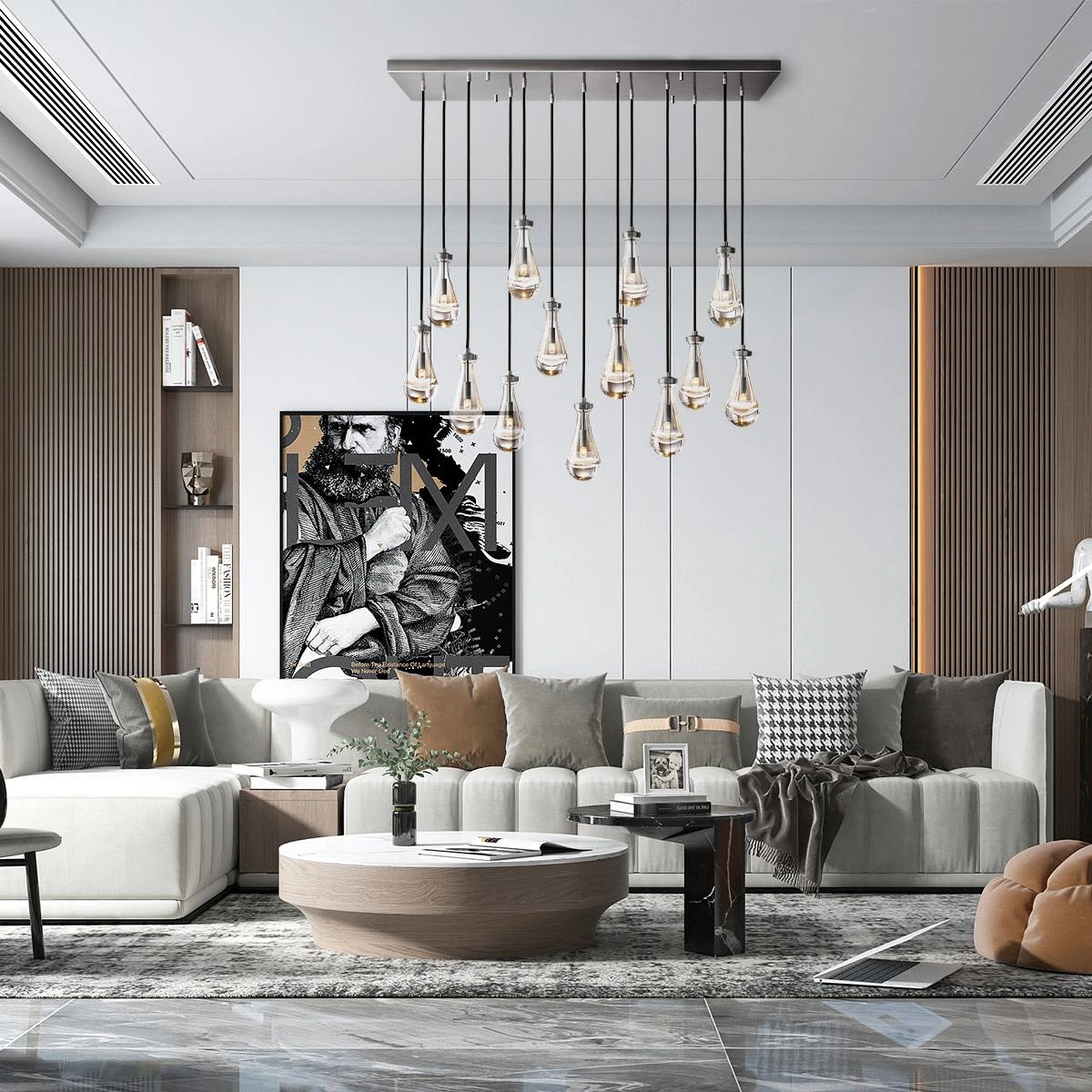 Modern Raindrop Crystal Rectangular Chandelier