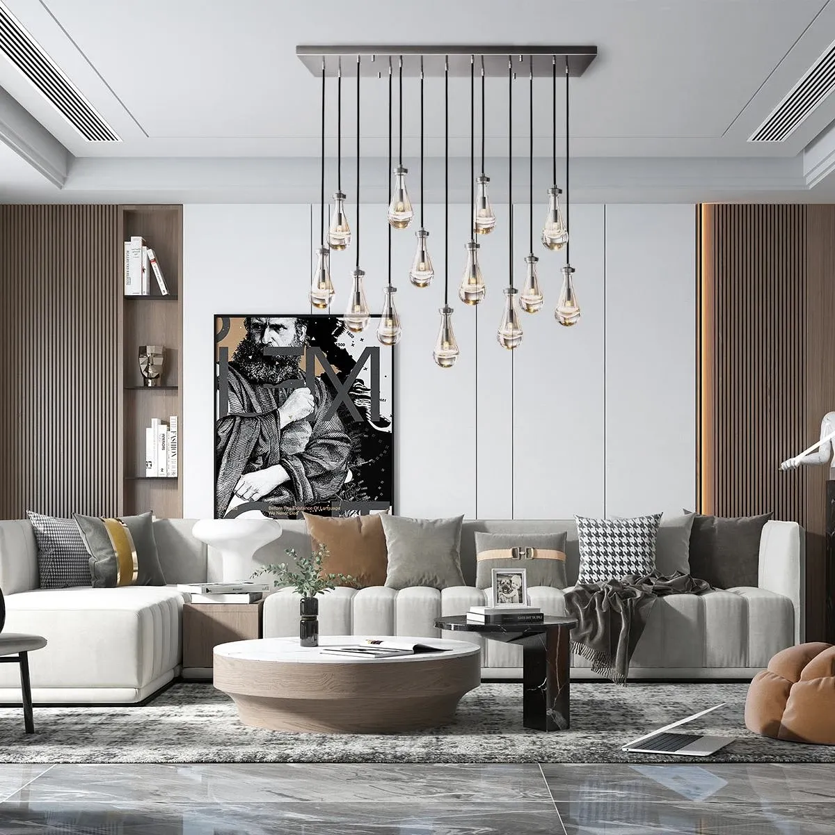 Modern Raindrop Crystal Rectangular Chandelier