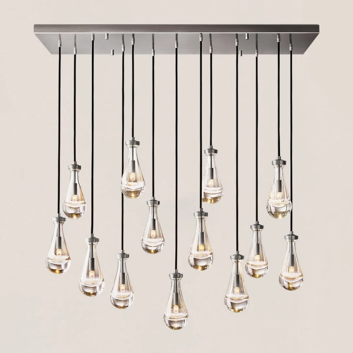 Modern Raindrop Crystal Rectangular Chandelier