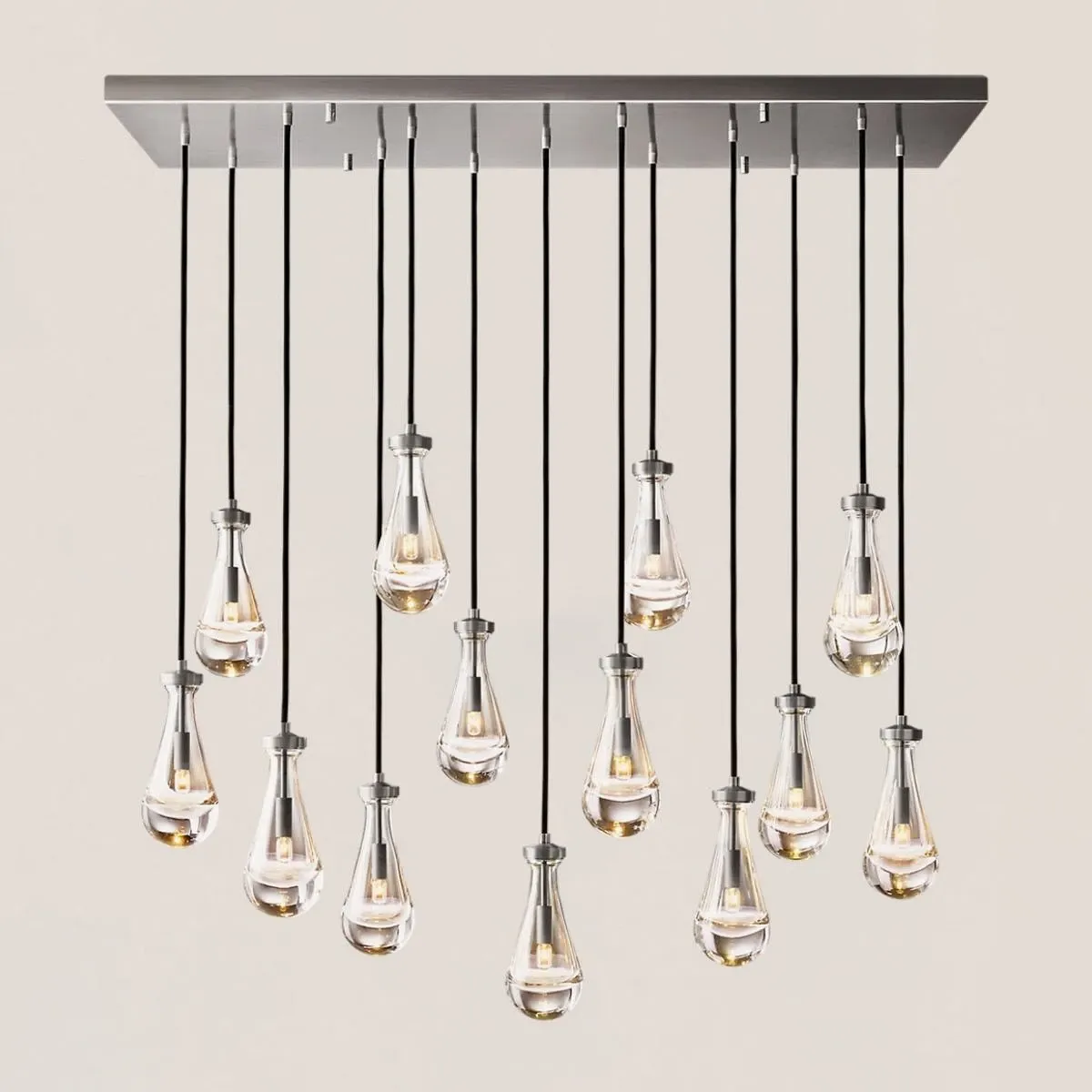 Modern Raindrop Crystal Rectangular Chandelier