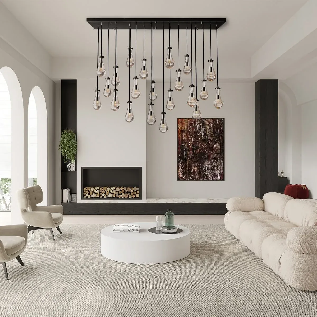 Modern Raindrop Crystal Rectangular Chandelier