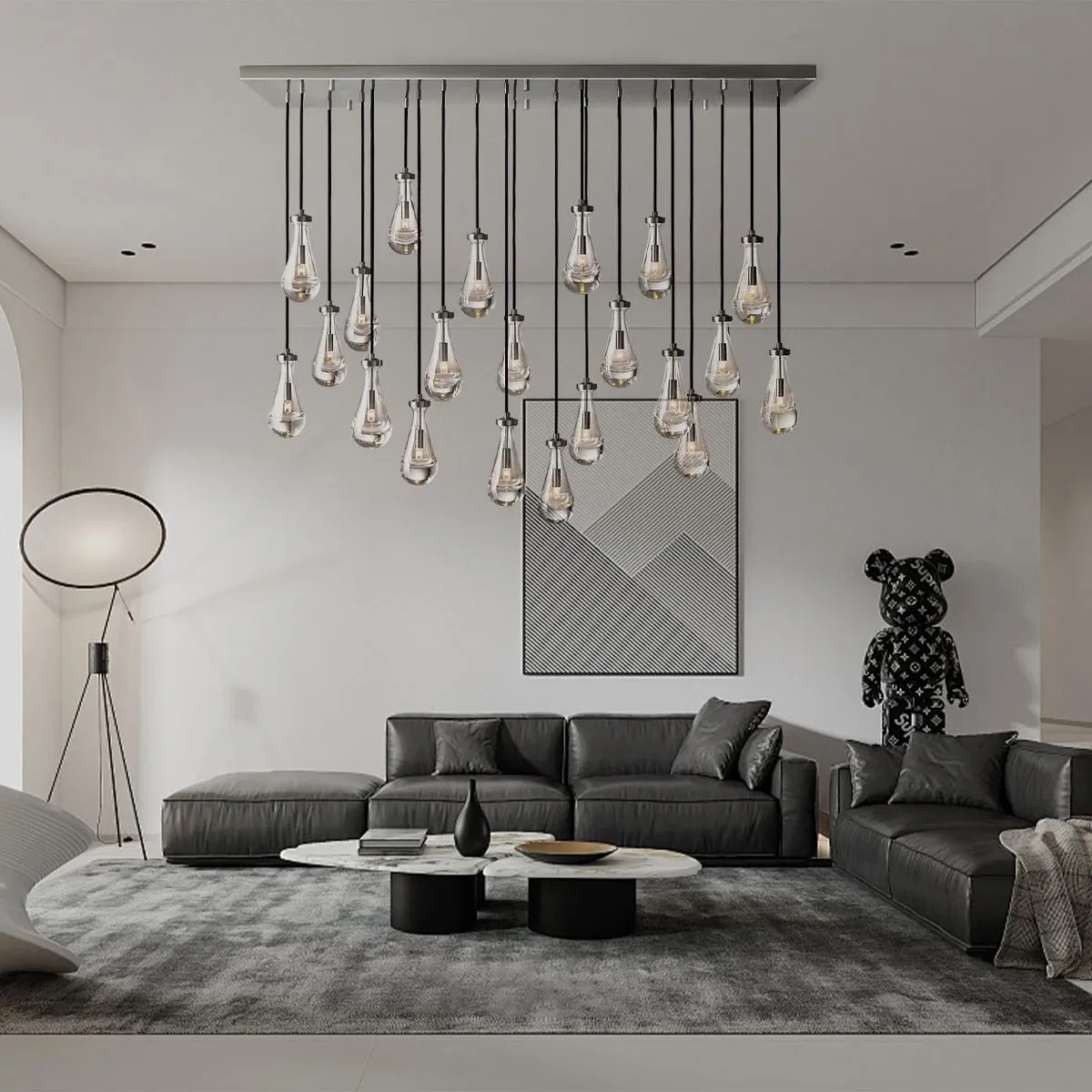 Modern Raindrop Crystal Rectangular Chandelier