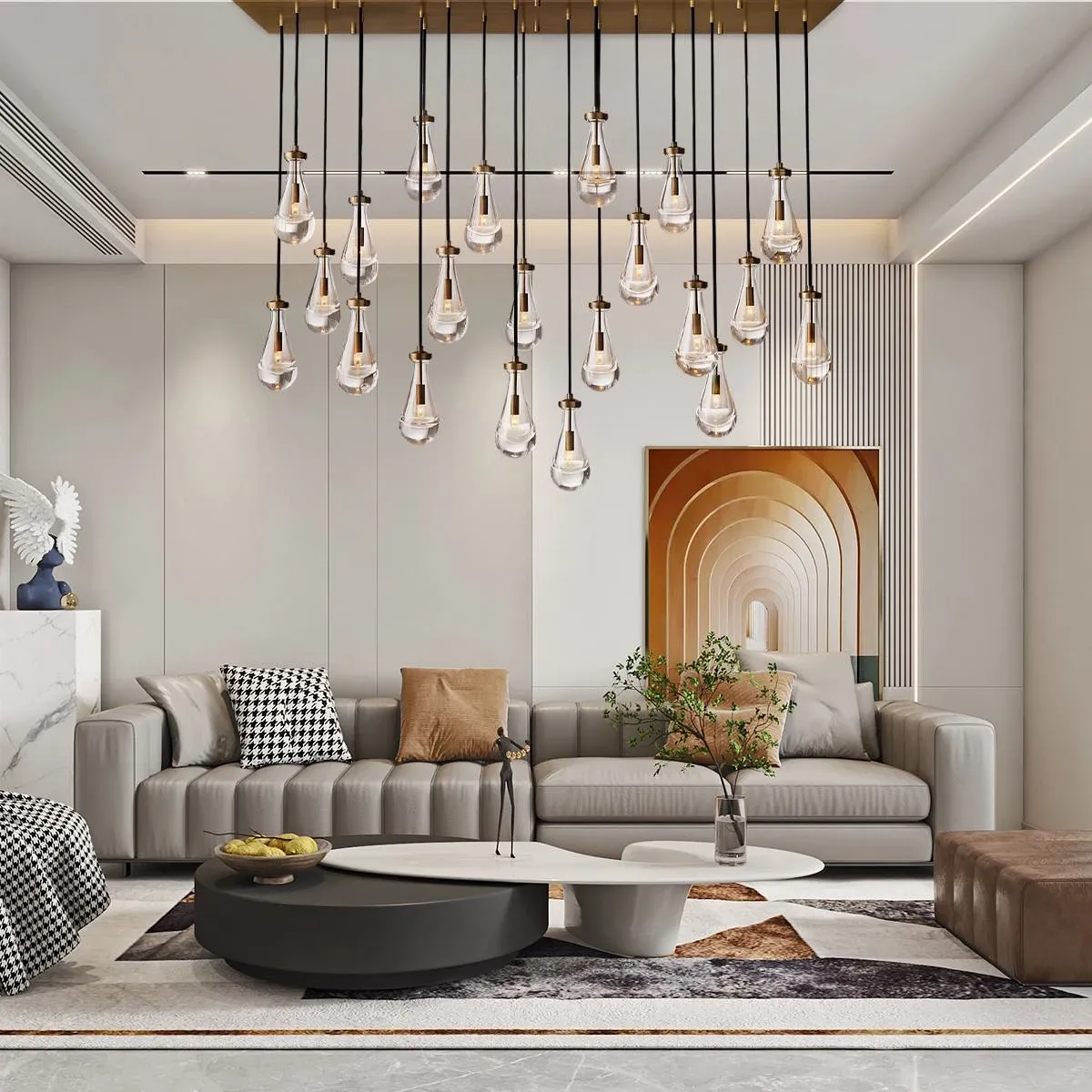 Modern Raindrop Crystal Rectangular Chandelier