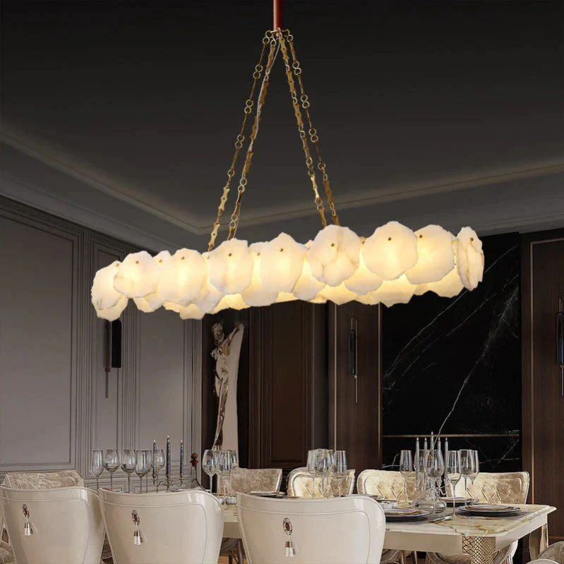 Nasile Linear Alabaster Chain Chandelier-HiLamps