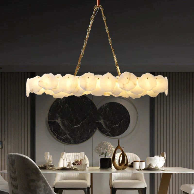 Nasile Linear Alabaster Chain Chandelier-HiLamps