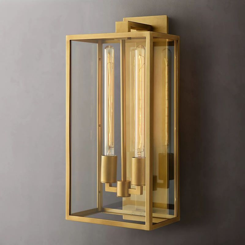 Beckman Outdoor Square Lantern Wall Sconce 21"-HiLamps
