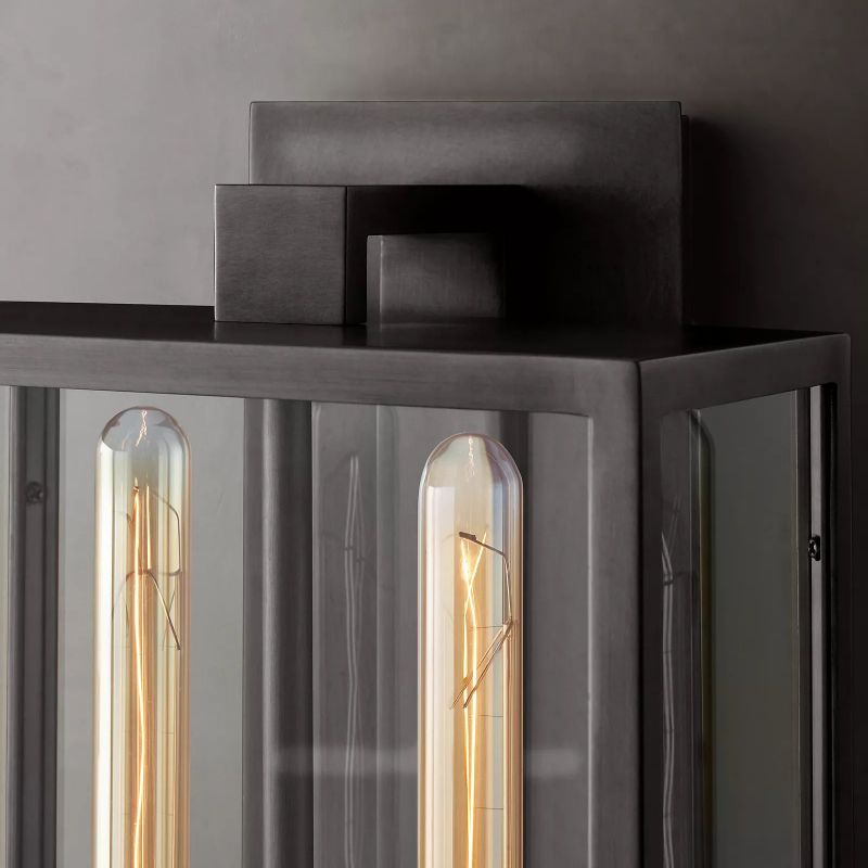 Beckman Outdoor Square Lantern Wall Sconce 21"-HiLamps