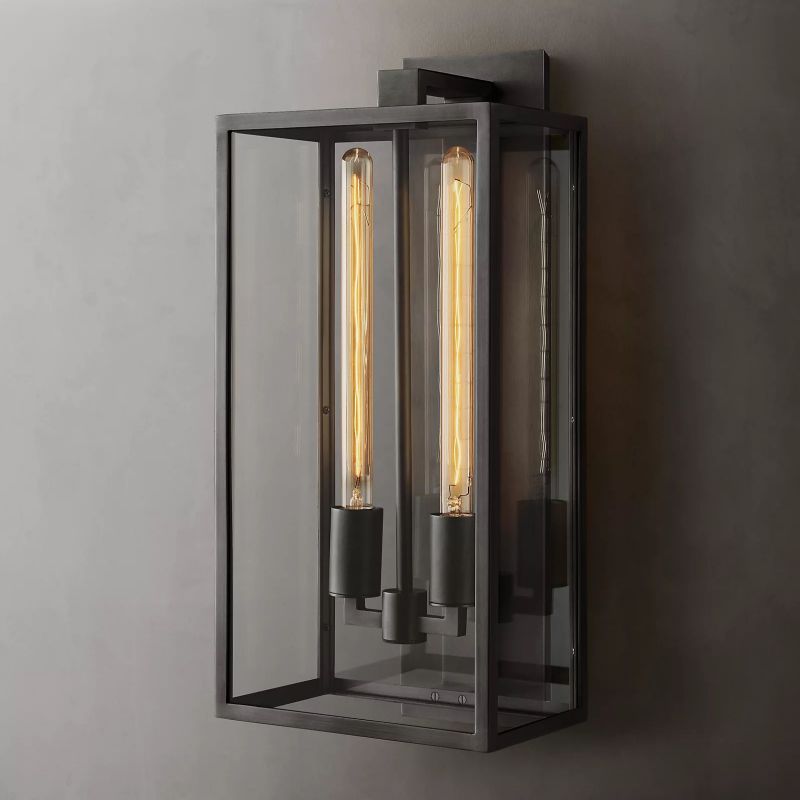 Beckman Outdoor Square Lantern Wall Sconce 21"-HiLamps