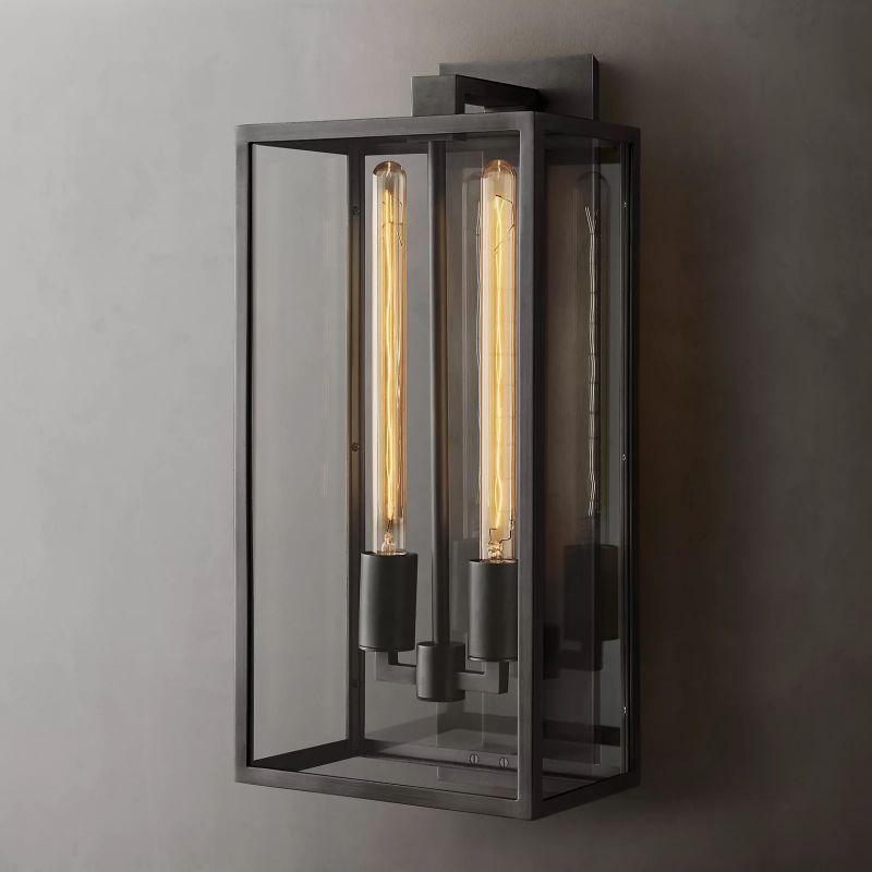 Beckman Outdoor Square Lantern Wall Sconce 21"-HiLamps