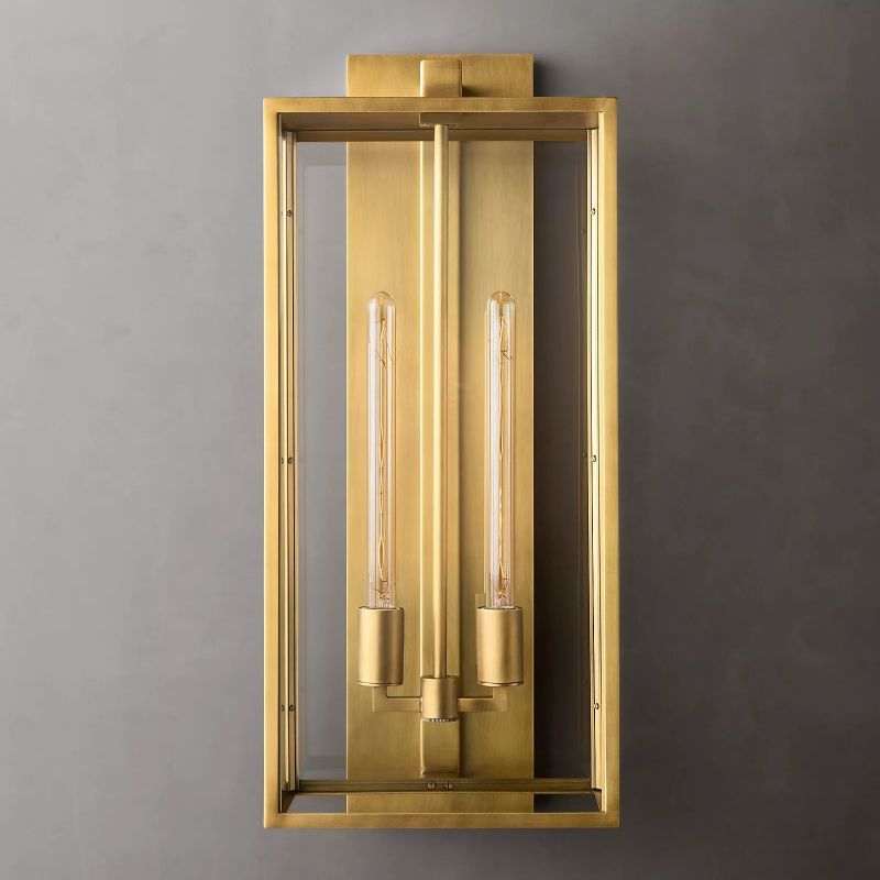Outdoor Square Lantern Wall Sconce 28"-HiLamps