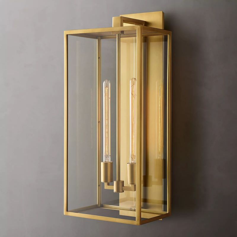 Outdoor Square Lantern Wall Sconce 28"-HiLamps