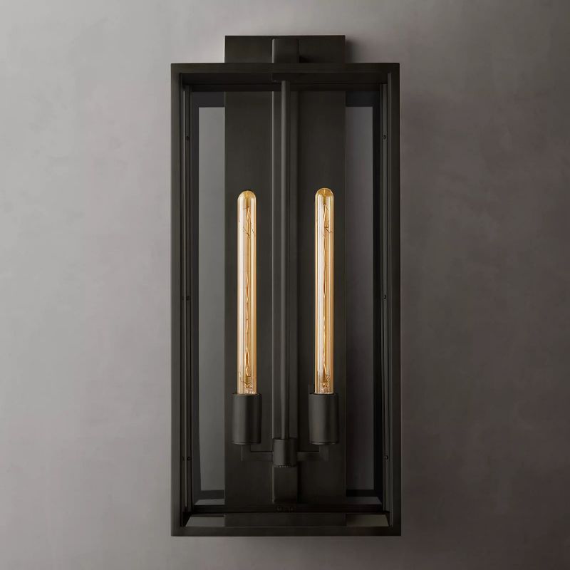 Outdoor Square Lantern Wall Sconce 28"-HiLamps