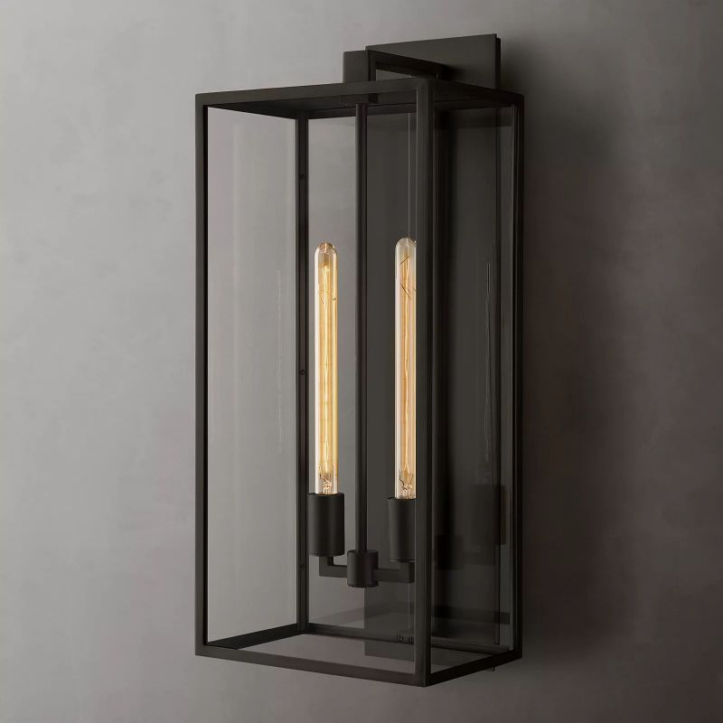 Outdoor Square Lantern Wall Sconce 28"-HiLamps