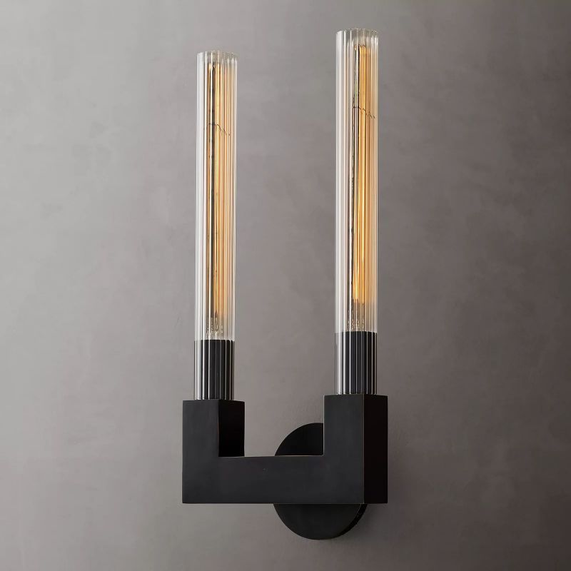 Prismatic Glass Double Wall Sconce-HiLamps