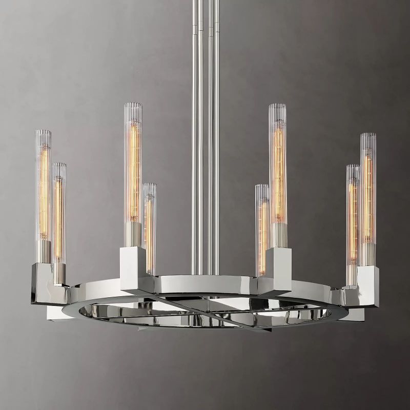 Cypress Glass Round Chandelier 48"-HiLamps