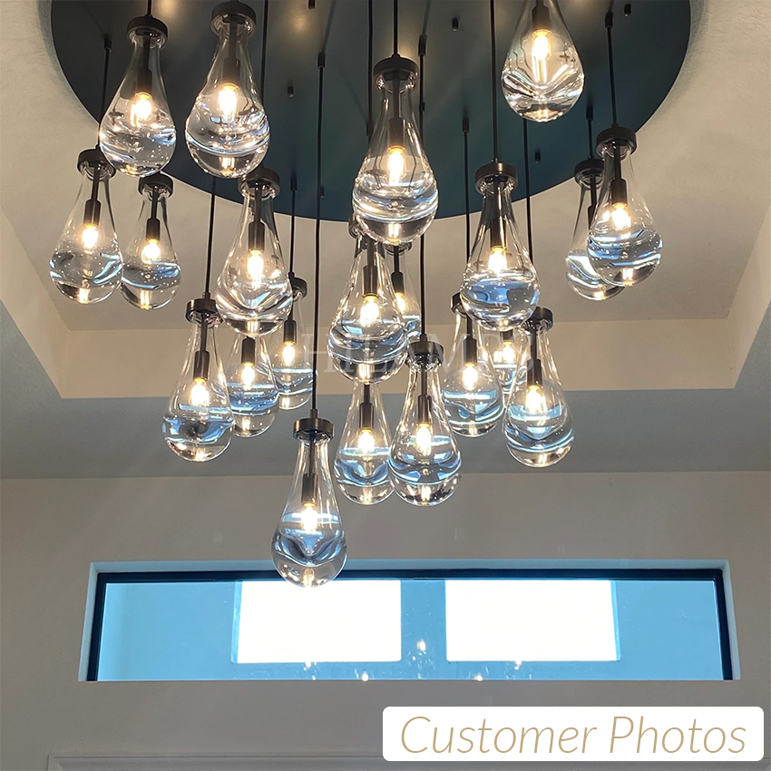 Rain Drops 3 Lights Rectangular Chandelier
