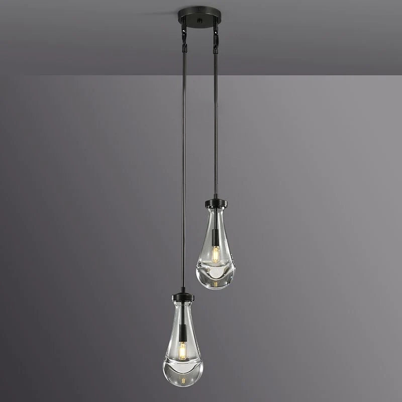 Bridgewater Drops 2-Light Rod Round Chandelier-HiLamps