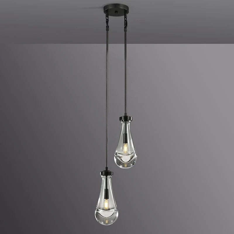 Bridgewater Drops 2-Light Rod Round Chandelier-HiLamps