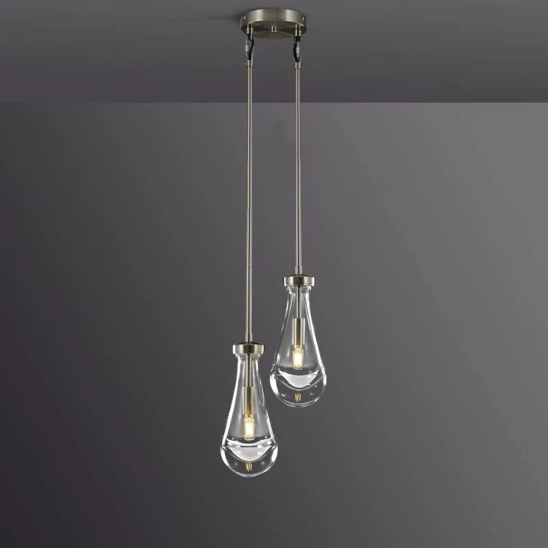 Bridgewater Drops 2-Light Rod Round Chandelier-HiLamps