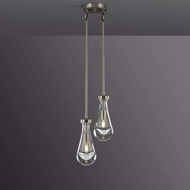 Bridgewater Drops 2-Light Rod Round Chandelier-HiLamps