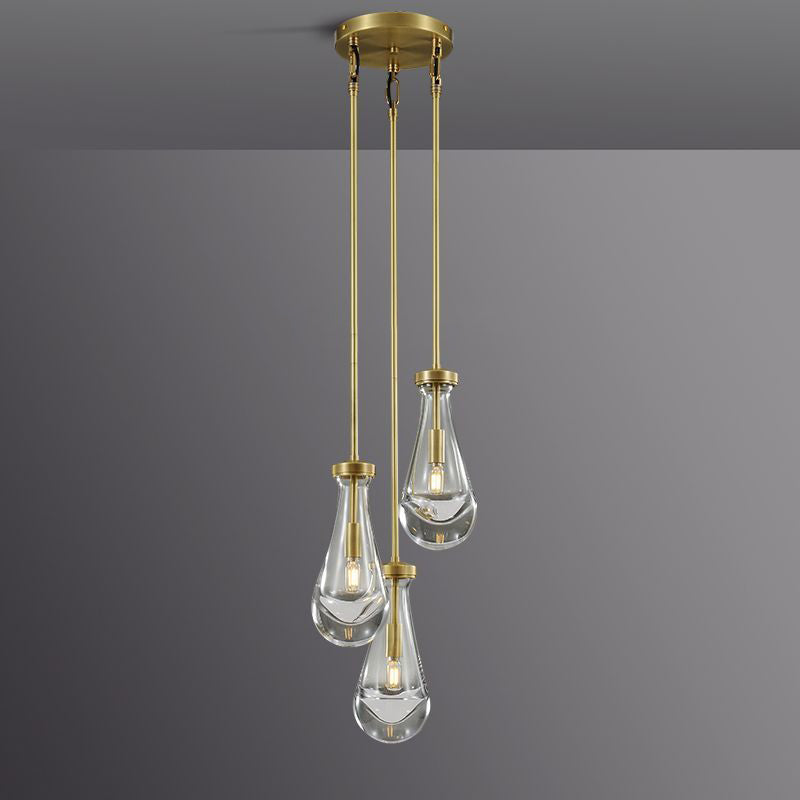 Bridgewater Drops 3-Light Rod Round Chandelier-HiLamps
