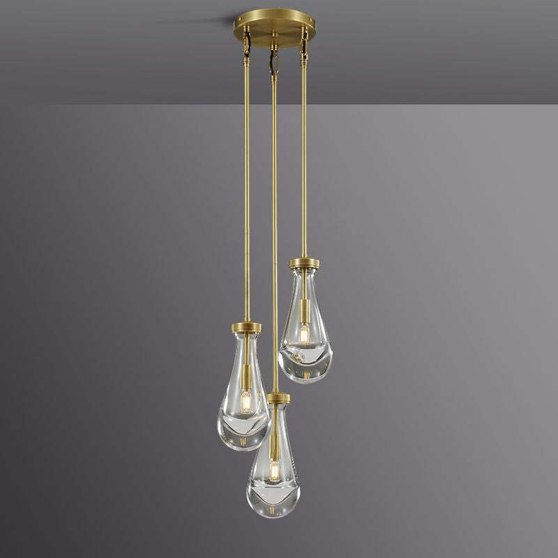 Bridgewater Drops 3-Light Rod Round Chandelier-HiLamps