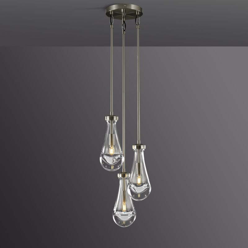 Bridgewater Drops 3-Light Rod Round Chandelier-HiLamps
