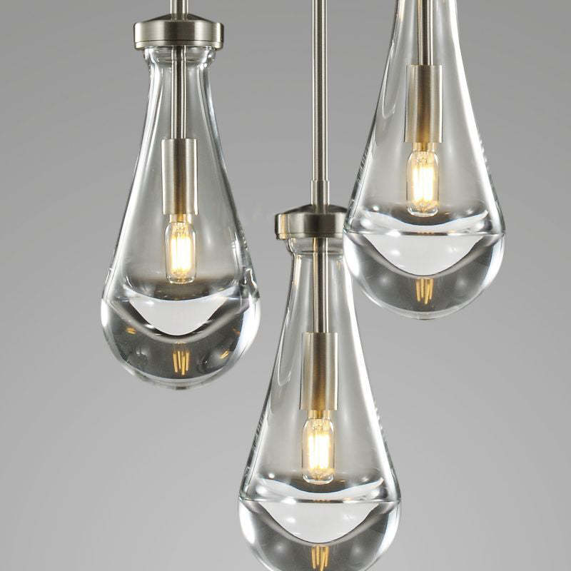 Bridgewater Drops 3-Light Rod Round Chandelier-HiLamps