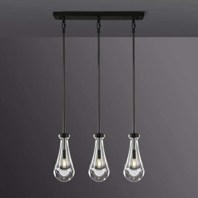 Raindrops 3-light Rectangular Chandelier-HiLamps