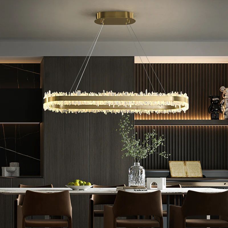 Rock Crystal Oval Chandelier-HiLamps