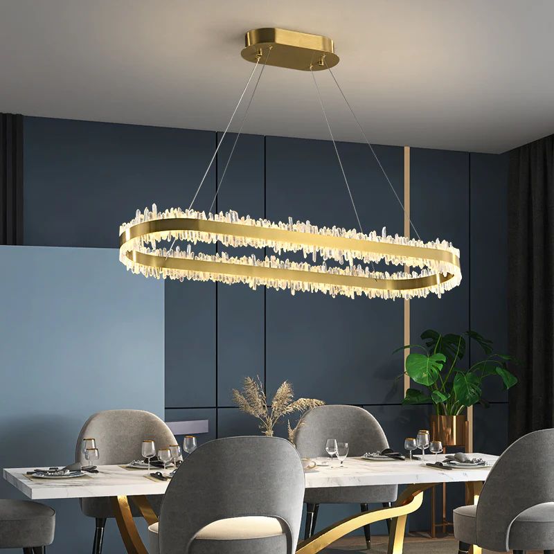 Rock Crystal Oval Chandelier-HiLamps