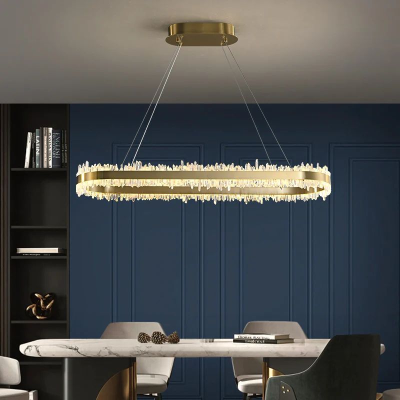Rock Crystal Oval Chandelier-HiLamps