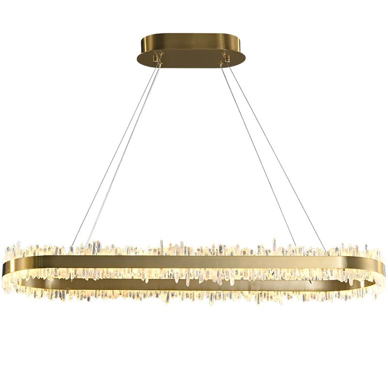 Rock Crystal Oval Chandelier-HiLamps