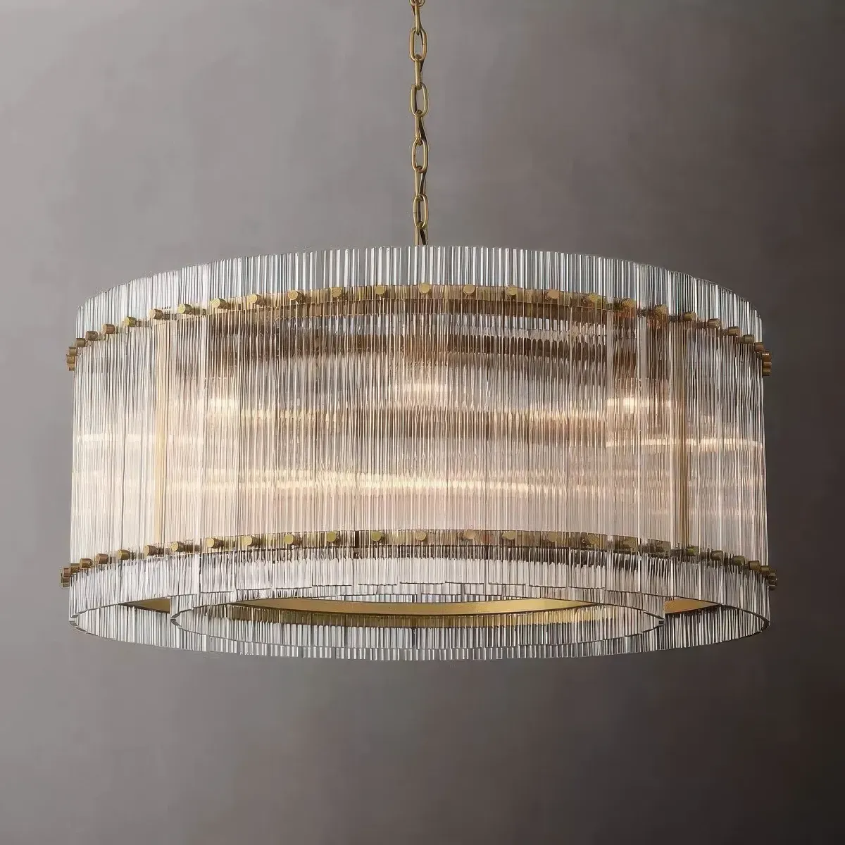 San Marco Stripe Glass Shade Round Chandelier