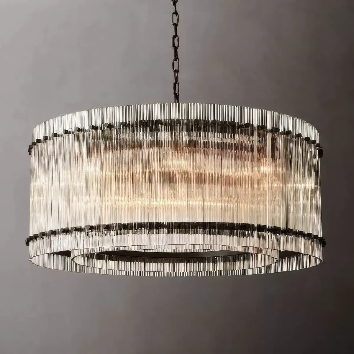San Marco Stripe Glass Shade Round Chandelier
