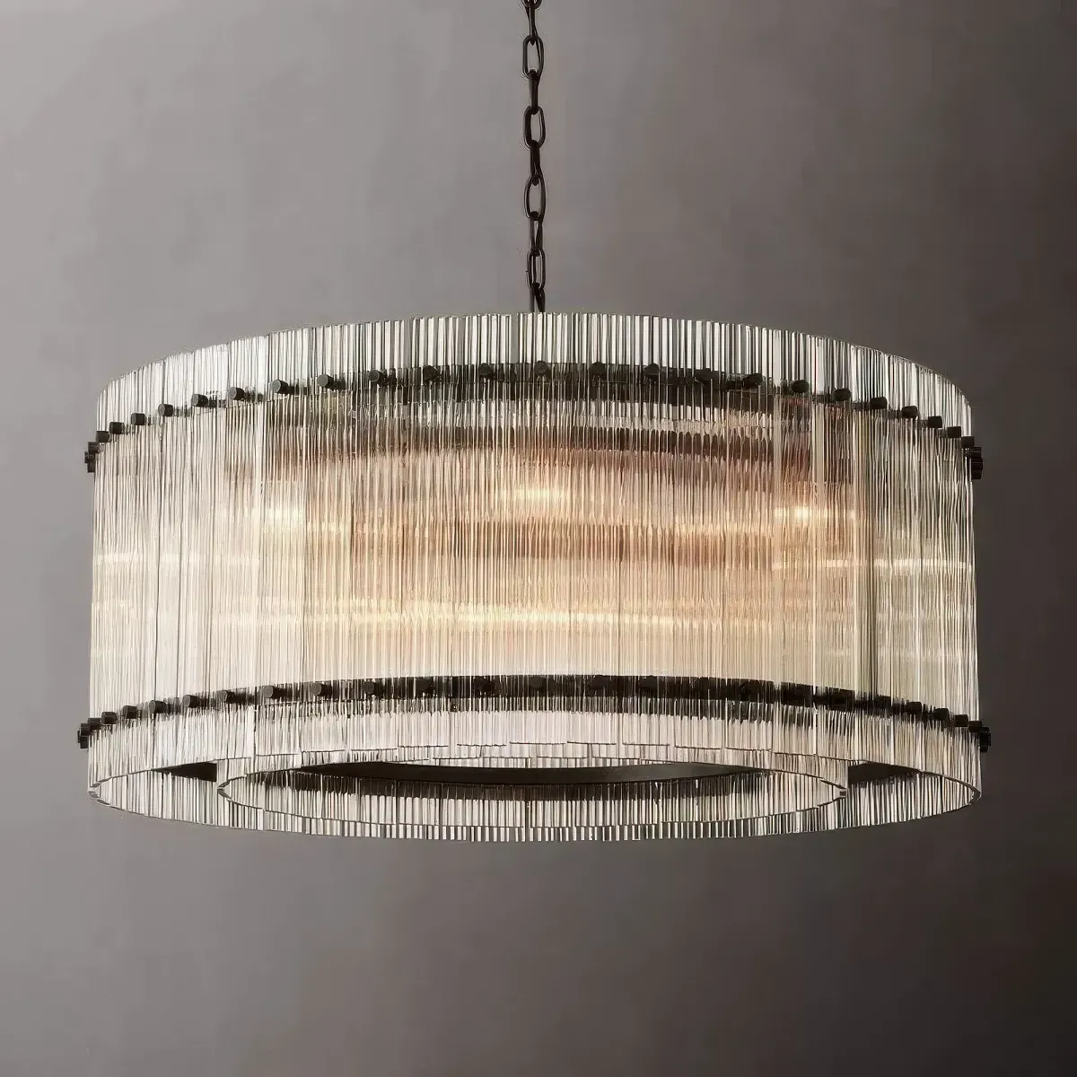 San Marco Stripe Glass Shade Round Chandelier