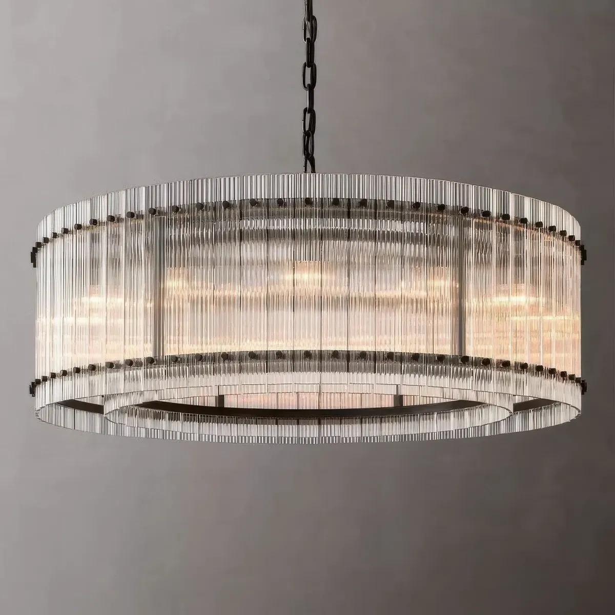 San Marco Stripe Glass Shade Round Chandelier